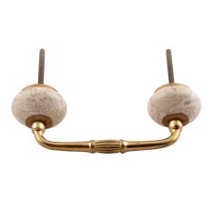White Marble Ceramic Floral Bridge Handles 