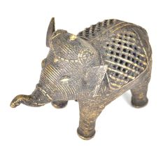 Brass Dhokra Tribal Art Elephant With Patina