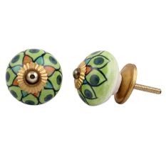 Rangoli Work Ceramic Knob