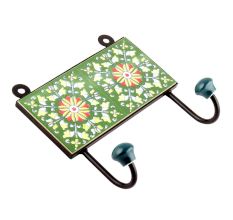 Forest Green Flower Ceramic Tiles Hooks Online