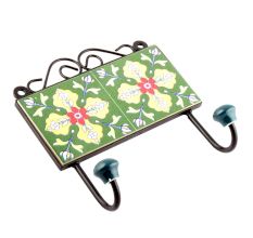 Forest Green Ceramic Floral Tiles Hooks Online