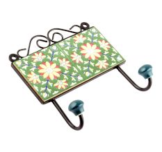 Forest Green Yellow Sunflower Ceramic Tiles Hooks