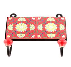 Red And Yellow Sunflower Ceramic Tiles Hooks
