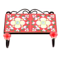 Red And Yellow Floral Ceramic Tiles Hooks Online
