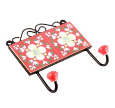 Red And Yellow Floral Ceramic Tiles Hooks Online