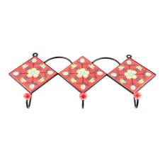 Red Yellow Tiny Flower Ceramic Tiles Hooks