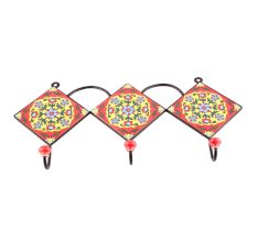 Red And Turquoise Tiny Flower Tiles Hooks
