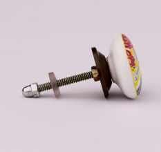 Multicolor Parrot Flat Ceramic Cabinet Knob