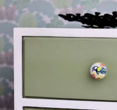 Multicolor Parrot Flat Ceramic Cabinet Knob