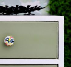 Multicolor Parrot Flat Ceramic Cabinet Knob