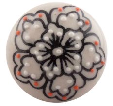 Black With Pink Dotted Ceramic Flat Cabinet Knobs
