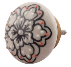 Black With Pink Dotted Ceramic Flat Cabinet Knobs