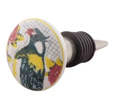 Multicolor Parrot Flat Ceramic Wine Stopper