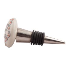 Black With Pink Dotted Ceramic Wine Stopper