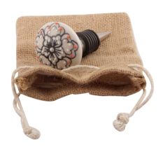 Black With Pink Dotted Ceramic Wine Stopper