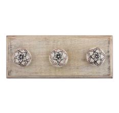 Black With Pink Dotted Ceramic Flat Wooden Hooks