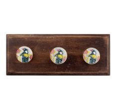 Multicolor Parrot Flat Ceramic Wooden Hooks