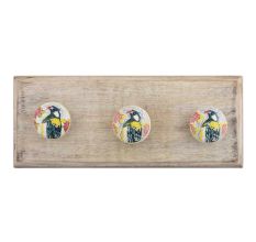 Multicolor Parrot Flat Ceramic Wooden Hooks
