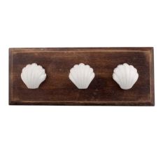 White Sea Shell Ceramic Wooden Hooks