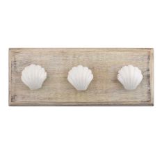 White Sea Shell Ceramic Wooden Hooks