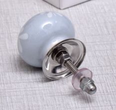 Grey Leaf Ceramic Floral Drawer Knobs