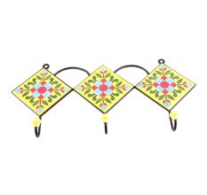 Yellow Turquoise Ceramic Floral Tiles Hooks Online