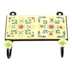 Yellow Ceramic Floral Tiles Hooks