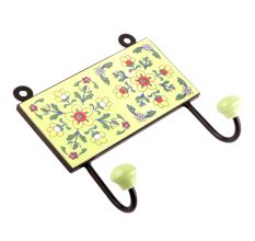 Yellow Ceramic Floral Tiles Hooks