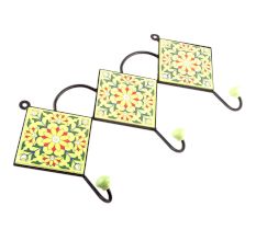Yellow Red Ceramic Floral Tiles Hooks Online
