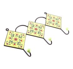 Yellow And Red Tiny Flower Tiles Hooks