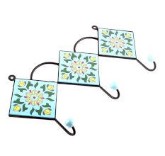 Turquoise Ceramic Floral Tiles Hooks Online