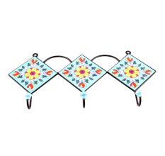 Turquoise Yellow Sunflower Ceramic Tiles Hooks Online