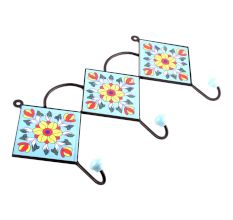Turquoise Yellow Sunflower Ceramic Tiles Hooks Online