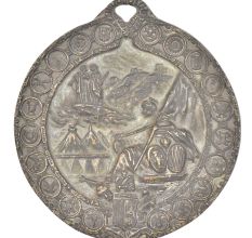 Engraved Brass Village Scene Pendent