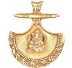 Brass Ganesh On Axe Wall Hanging