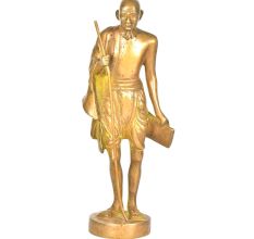 Brass Standing M.K. Gandhi With A Stick & Book