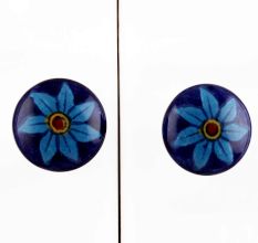 Light Blue Floral Ceramic Bulb Knob