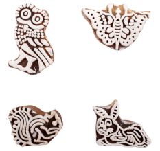 Set of 4 Piece New Mix Wooden Printing Blocks