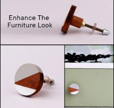 Mixed Shell Wooden Round Drawer Knob Online