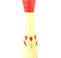 Tall Ceramic Vase Hand-Painted  Floral Motif