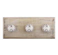 Paris Clocks Numerals Flat Ceramic Wooden Hooks