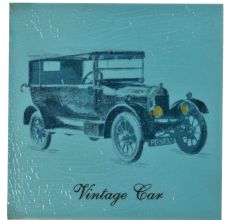 Blue Ceramic Tile With A Vintage Car
