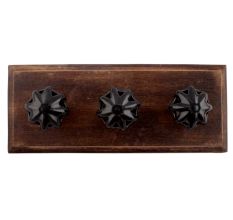 Black Daffodil Ceramic Flower Wooden Hooks