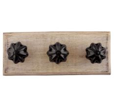 Black Daffodil Ceramic Flower Wooden Hooks
