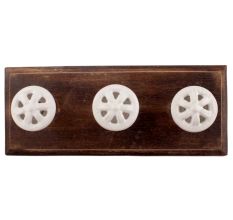 White Flower Ceramic Wooden Hooks