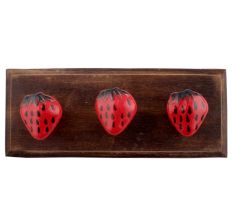 Strawberry Ceramic Wooden Hooks