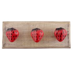 Strawberry Ceramic Wooden Hooks