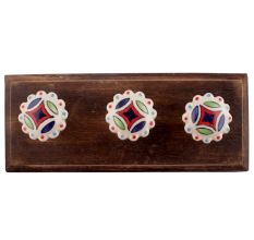 Multicolor Ceramic Floral Wooden Hooks