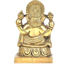 Brass 4 Hand Ganesha Sitting On a Raised Platform