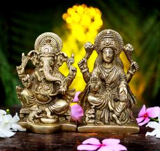 Brass Ganesha Sitting On A Chowki